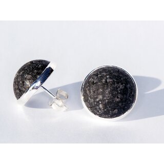 Ohrstecker Lava, schwarz, rund ca. 15mm, in Silber gefaßt