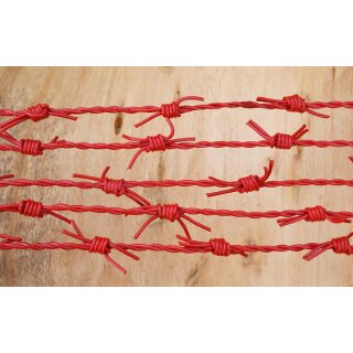 Stacheldraht Lederband, rot, 25m Bund